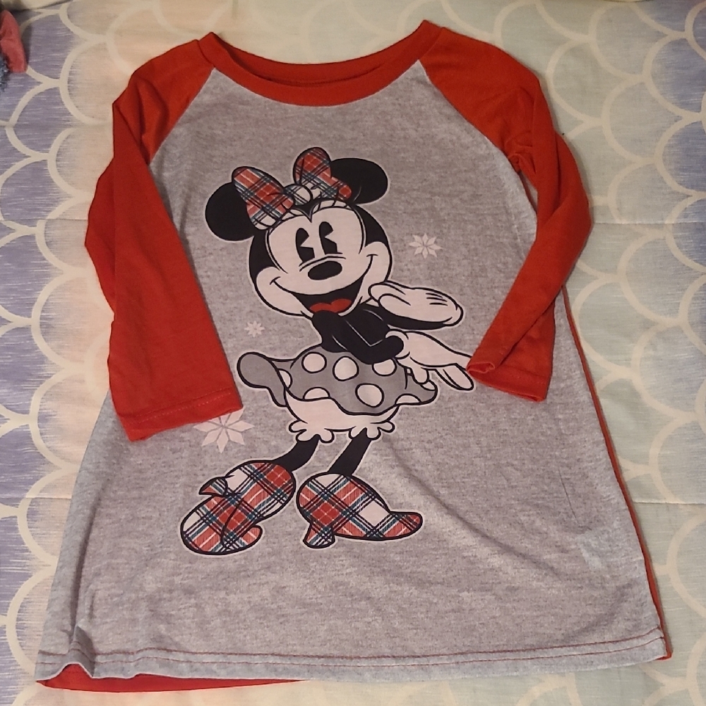 Disney MINNIE MOUSE Red and Gray Kids' Nightgown, Sz 4